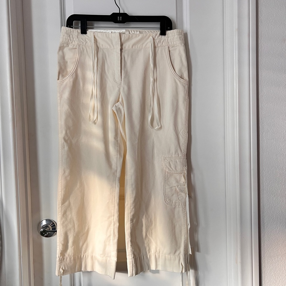 White House Black Market Ivory Cotton Corduroy Cropped Pants Women’s Size 6